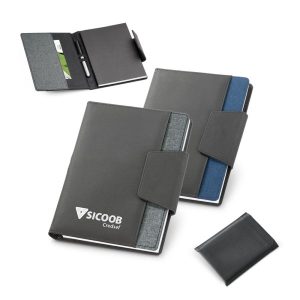 61 Caderno A5 Couro Sintético e Tecido Personalizado
