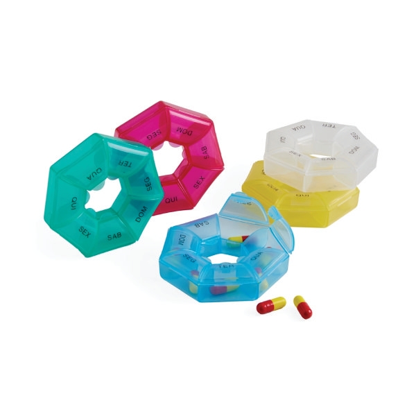 Porta Comprimidos Semanal em Formato Heptagonal