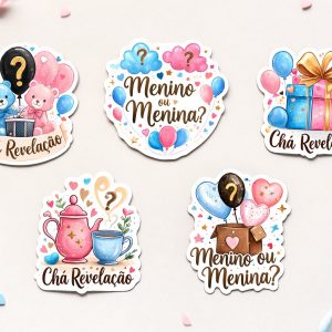 Adesivos Cha Revelacao Personalizados